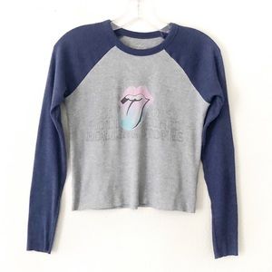 ROLLING STONES ribbed distressed graphic band tee